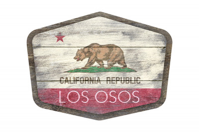 Los Osos, California - Rustic California State Flag - Contour - Lantern Press Artwork