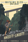 Watkins Glen State Park, New York - Hiker and Mountain - Lantern Press Artwork
