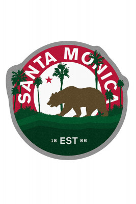 Santa Monica, California - Vintage State Bear - Contour - Lantern Press Artwork