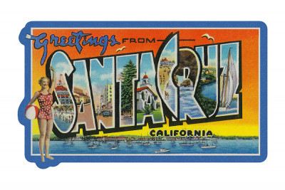 Santa Cruz, California - Greetings - Contour - Lantern Press Artwork