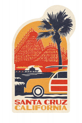 Santa Cruz, California - Giant Dipper - Contour - Lantern Press Artwork