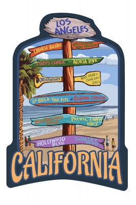 Los Angeles, California - Destination Sign - Contour - Lantern Press Artwork