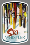 Whistler, Canada - Ski - Colorful Skis - Contour - Lantern Press Artwork