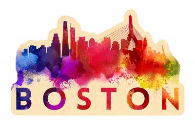 Boston, Massachusetts - Skyline Abstract (Cream) - Contour - Lantern Press Artwork