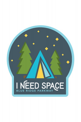 Blue Ridge Parkway - I Need Space - Tent at Night - Vector - Contour - Lantern Press Artwork