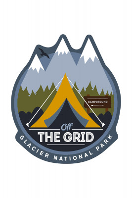 Glacier National Park, Montana - Off the Grid - Tent - Vector - Contour - Lantern Press Artwork