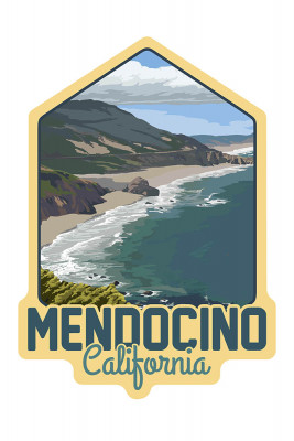 Mendocino, California - Coastal Scene - Contour - Lantern Press Artwork