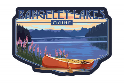 Rangeley Lakes, Maine - Canoe & Lake - Contour - Lantern Press Artwork