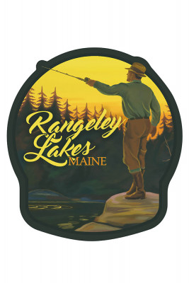 Rangeley Lakes, Maine - Fly Fishing Scene - Contour - Lantern Press Artwork