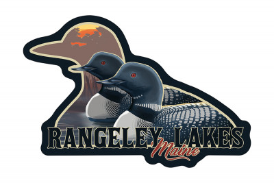 Rangeley Lakes, Maine - Loons at Sunset - Contour - Lantern Press Artwork