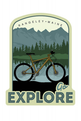 Rangeley, Maine - Go Explore - Bike - Contour - Lantern Press Artwork