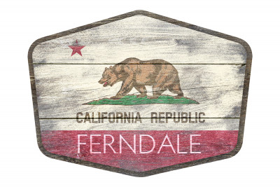 Ferndale, California - Rustic California State Flag - Contour - Lantern Press Artwork