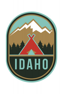Idaho - Tent & Mountains - Contour - Lantern Press Artwork