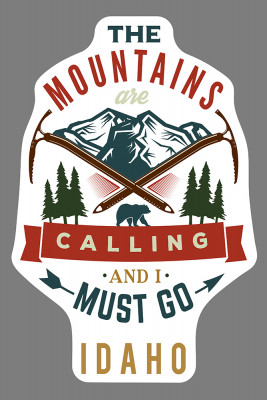 Idaho - The Mountains are Calling - Bear & Mountains - Contour - Lantern Press Artwork
