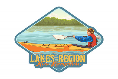 Lakes Region, New Hampshire - Kayak Scene - Contour - Lantern Press Artwork