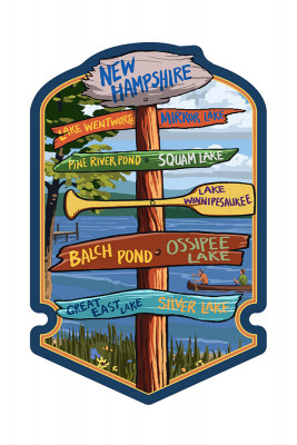 New Hampshire - Destinations Signpost - Contour - Lantern Press Artwork
