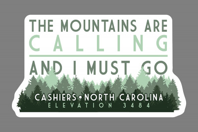 Cashiers, North Carolina - The Mountains are Calling - Pine Trees - Contour - Lantern Press Artwork