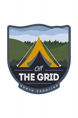 North Carolina - Off the Grid (Tent) - Vector Style - Rounded Hills - Contour - Lantern Press Artwork